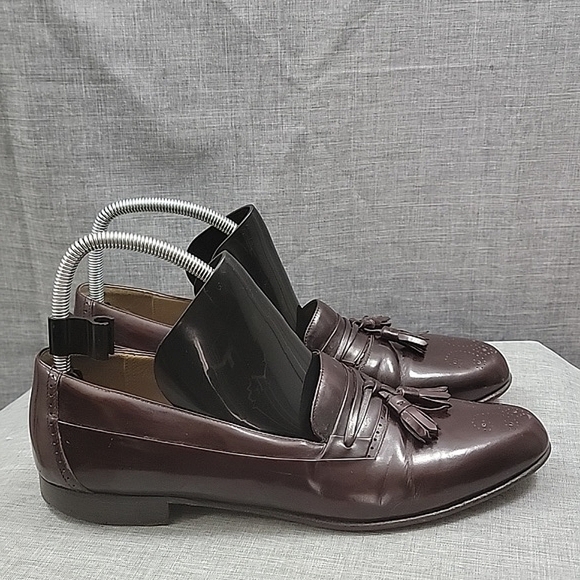 BALLY brown Italian leather tassel loafers slip-on Men's 10.5D (WIDE) - Picture 4 of 13